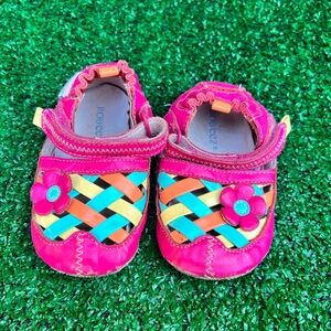 Robeez Pink and Multicolor Baby Shoes with Floral Design